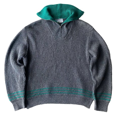 1980's-1990's FRANCE made wool blend half zip knit sweater