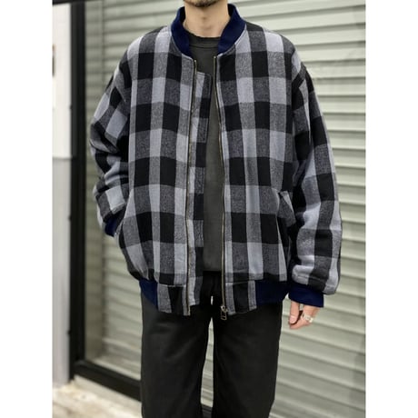 1990's Plaid patterned wool blouson