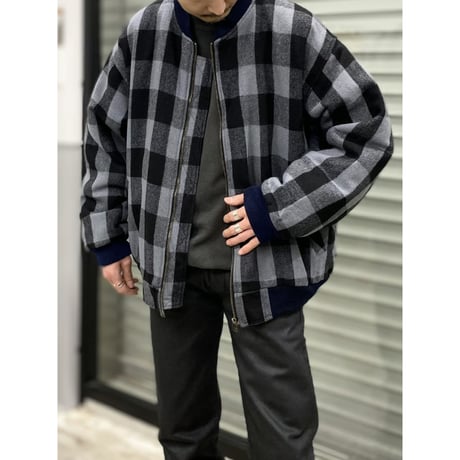 1990's Plaid patterned wool blouson