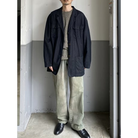 1990's Type Safari Jacket Linen Blended Relaxing Jacket