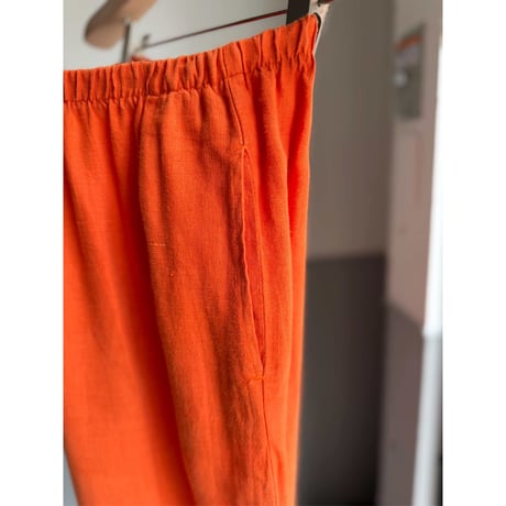2000's Orange Color Linen Fabric Relaxing Pants