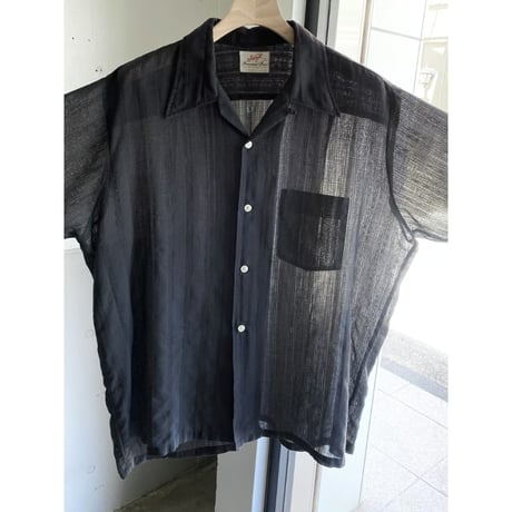 1970's ”Forsyth" Leno weave fabric open collar shirt