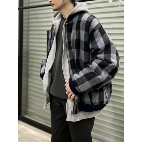 1990's Plaid patterned wool blouson