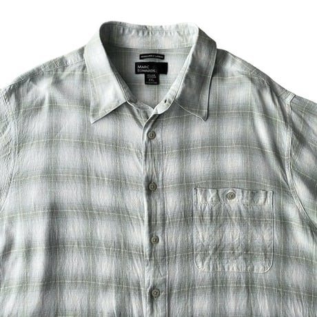 2000's Linen × Rayon fabric Ombre check pattern shirt