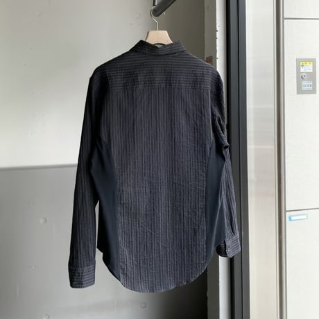 2000's "ARMANI COLLEZIONI" Striped crepe fabric long sleeve shirt