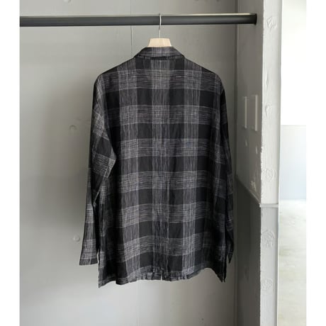 1990's Linen fabric plaid patterned shirt