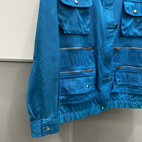 1980's-1990's Turquoise blue multi pocket design jacket