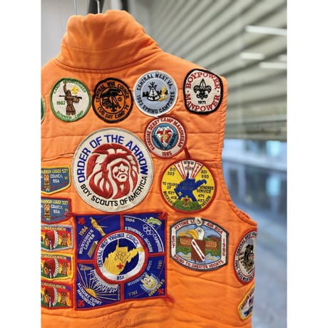 1980's Multi patch design sleeveless jacket