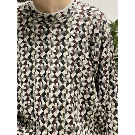 1980's-1990's "JHANE BARNES" Cotton / Rayon jacquard fabric knit sweater