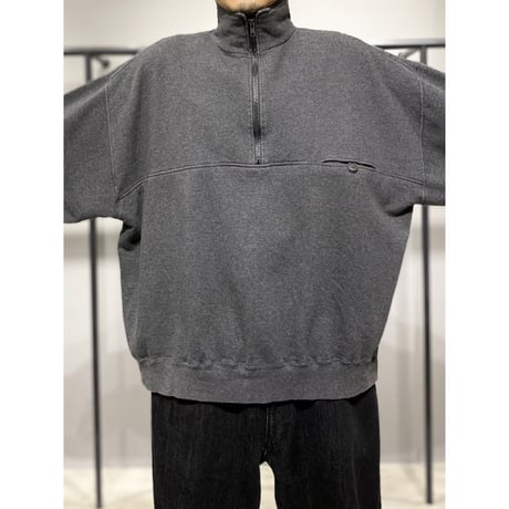 2000's Wide & Short silhouette half zip design sweat shirt