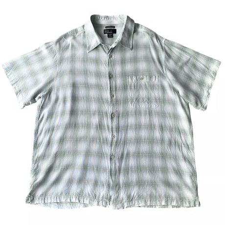 2000's Linen × Rayon fabric Ombre check pattern shirt