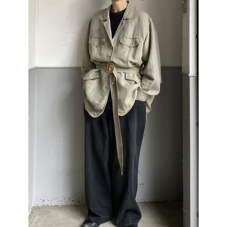 1980's-1990's "ELISABETH A LIZ CLAIBORNE" Linen / Rayon fabric safari jacket