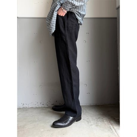 2000's Black linen fabric 4pocket relax pants