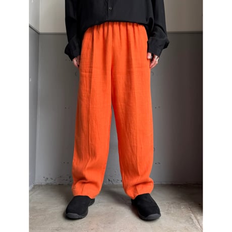 2000's Orange Color Linen Fabric Relaxing Pants
