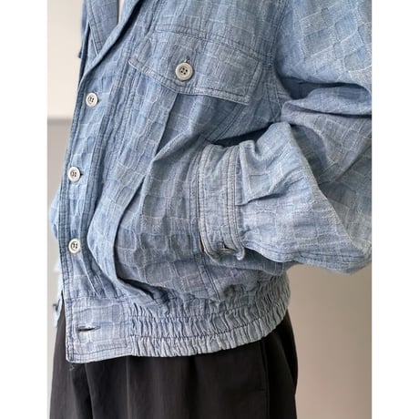 1980's Wide & Short silhouette jacquard fabric jacket