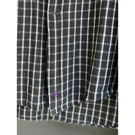 2000's "BILL BLASS" Linen × Cotton plaid pattern long sleeve shirt