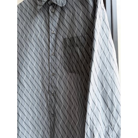 2000's "EMPORIO ARMANI" Wavy × Stripe patterned long sleeve shirt