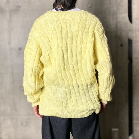 1980's V-necked yellow knit sweater