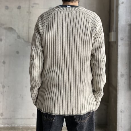 2000's Asymmetrical zip design rib knit cotton sweater