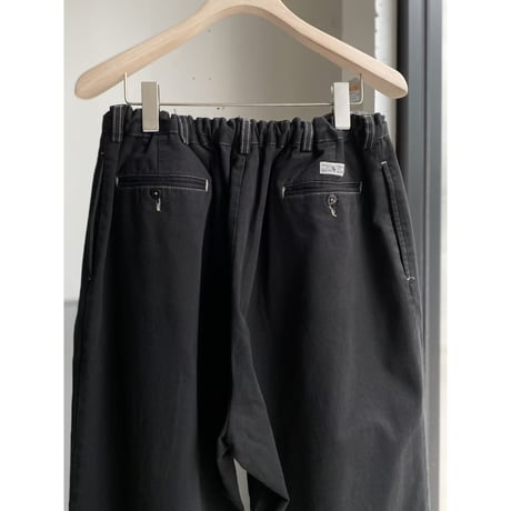 1990's-2000's "Polo by Ralph Lauren" black overdyed wide silhouette cotton 2tuck pants