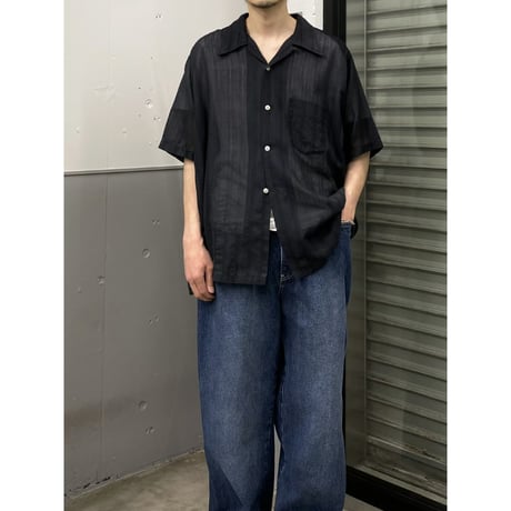 1970's ”Forsyth" Leno weave fabric open collar shirt