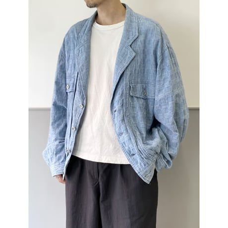1980's Wide & Short silhouette jacquard fabric jacket