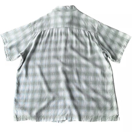 2000's Linen × Rayon fabric Ombre check pattern shirt