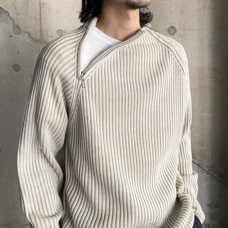2000's Dual zip design rib knit sweater