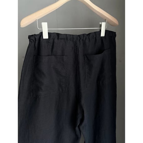 2000's Black linen fabric 4pocket relax pants