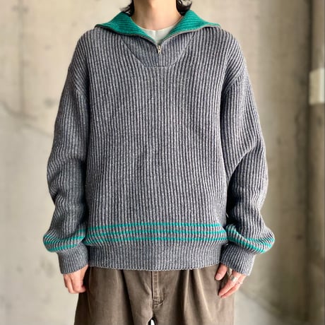 1980's-1990's FRANCE made wool blend half zip knit sweater