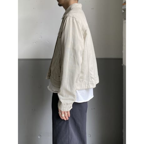 2000's "Eddie Bauer" Linen/Cotton fabric trucker jacket