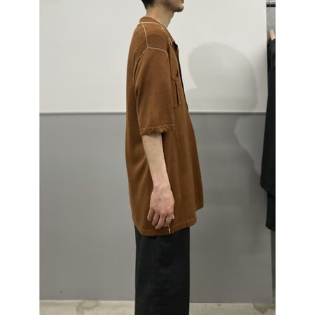 2000's "PERRY ELLIS" Silk × Cotton Short sleeve Knit shirt