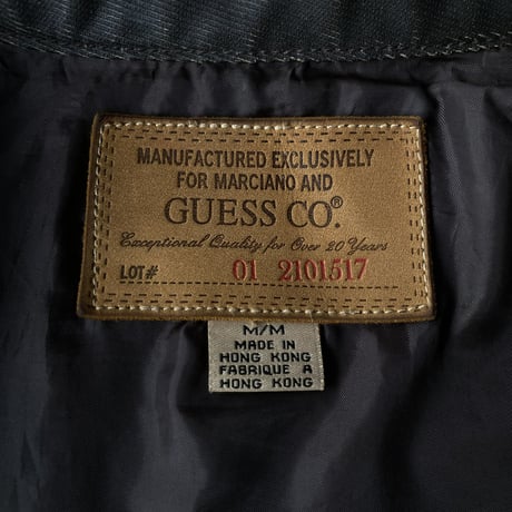2000's "GUESS" Arm zipper design coated riders jacket