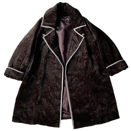 1980's FRANCE MADE Piping design fake fur coat