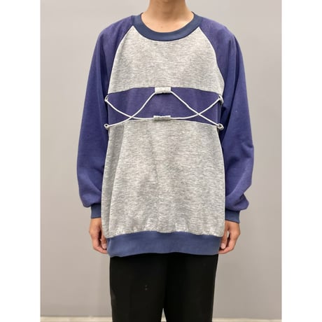 1990's Two tone color drawstring design sweat shirt