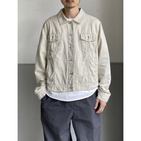 2000's "Eddie Bauer" Linen/Cotton fabric trucker jacket