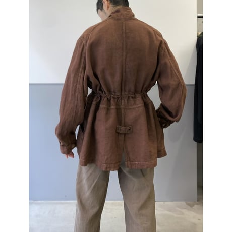 "PERUVIAN CONNECTION" Linen fabric double zipper jacket