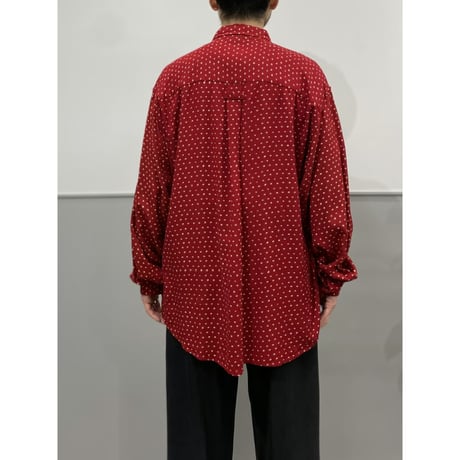 1990's "J.STEVENS" Viscose Fabric Dot Pattern Long Sleeve Shirt