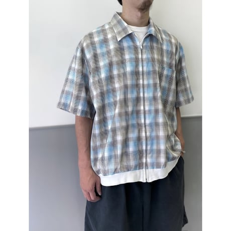 1990's Rayon blend full zip plaid shirt