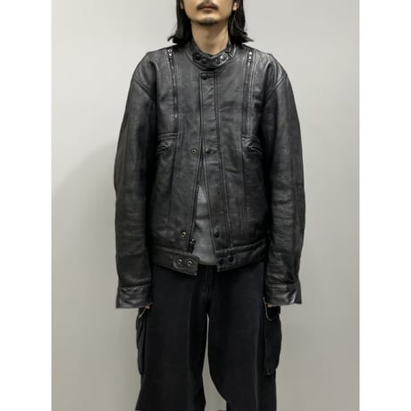 1990's Dual zip design leather motorcycle jacket