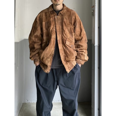 1990's Patchwork panel leather zip up jacket