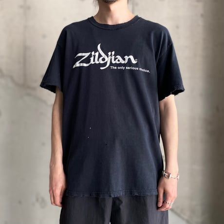 2000's〜"ZILDJIAN" Damaged printed Tee