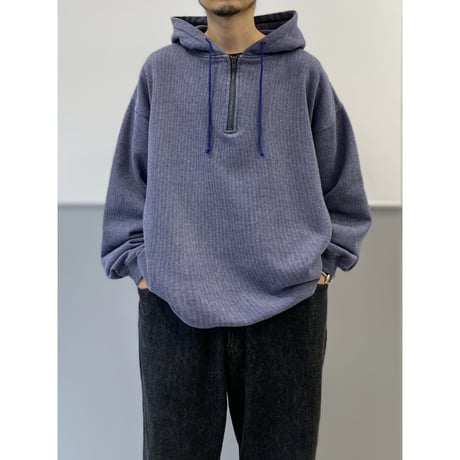 2000's Wide silhouette cotton blend half zip hoodie