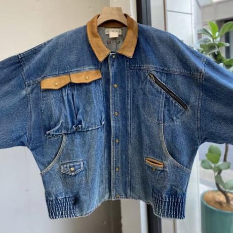 1980's-1990's "TOGETHER" Leather Switching Design Denim Jacket