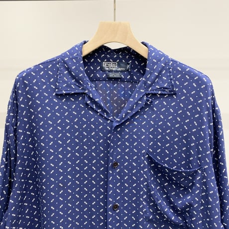 1990's-2000's "Polo by Ralph Lauren" Open collar rayon shirt