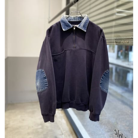 1990's Sun faded & Damaged half zip sweat shirt