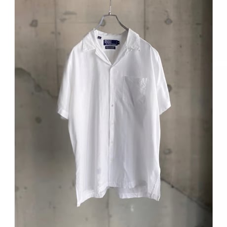 1990's "Polo by Ralph Lauren" Open collar hand woven cotton shirt
