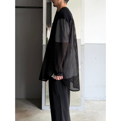 1980's-1990's Switching fabric design mesh shirt