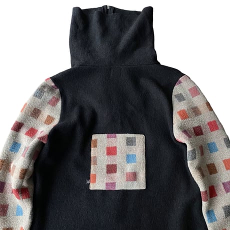 2000's Switching design Extra high-necked wool coat