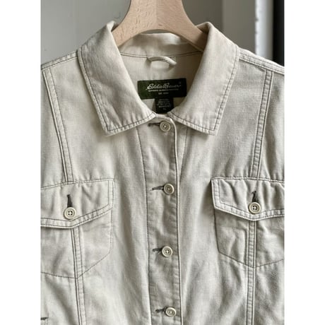 2000's "Eddie Bauer" Linen/Cotton fabric trucker jacket
